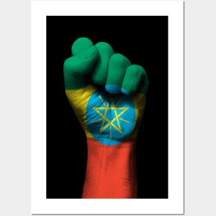 Flag of Ethiopia on a Raised Clenched Fist Posters and Art